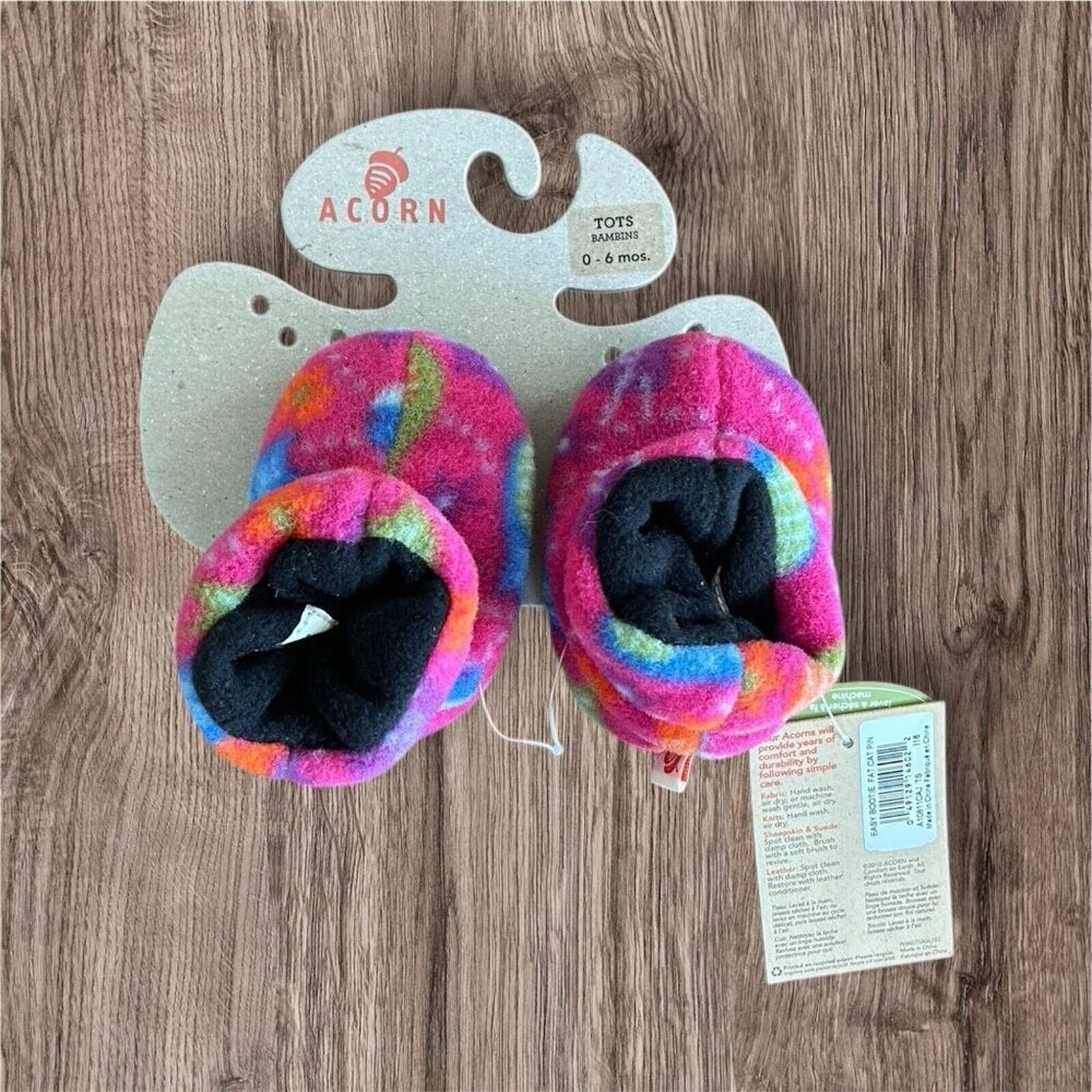 Acorn tots Unisex Little Kids Baby‎ 0-6 Months Pink Tye Dye Booties Slippers NEW